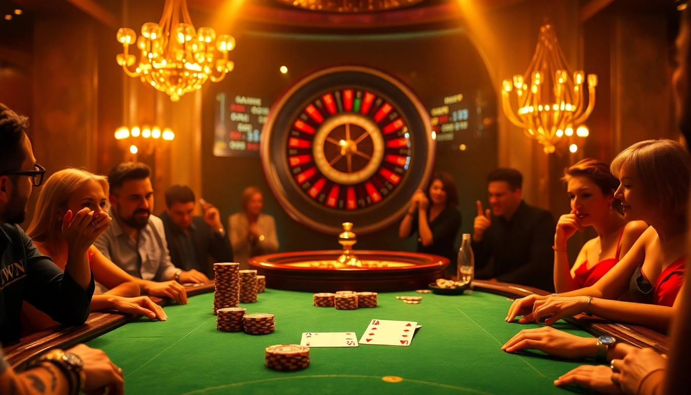 KUWIN's thrilling poker table scene featuring players, chips, and cards.